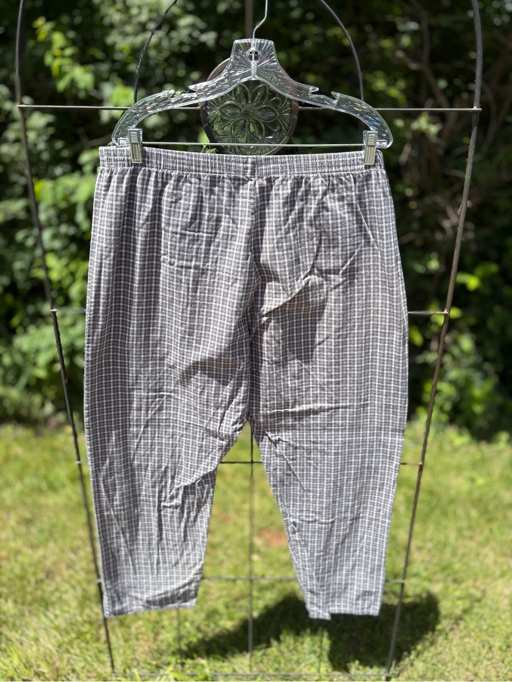 Puritan Gray Plaid Elastic Waist Lounge Sleep Pants 100% Cotton Men's Large Soft - Picture 9 of 14